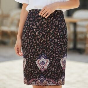 J Crew Factroy black  NWT Paisley The Pencil Skirt 6